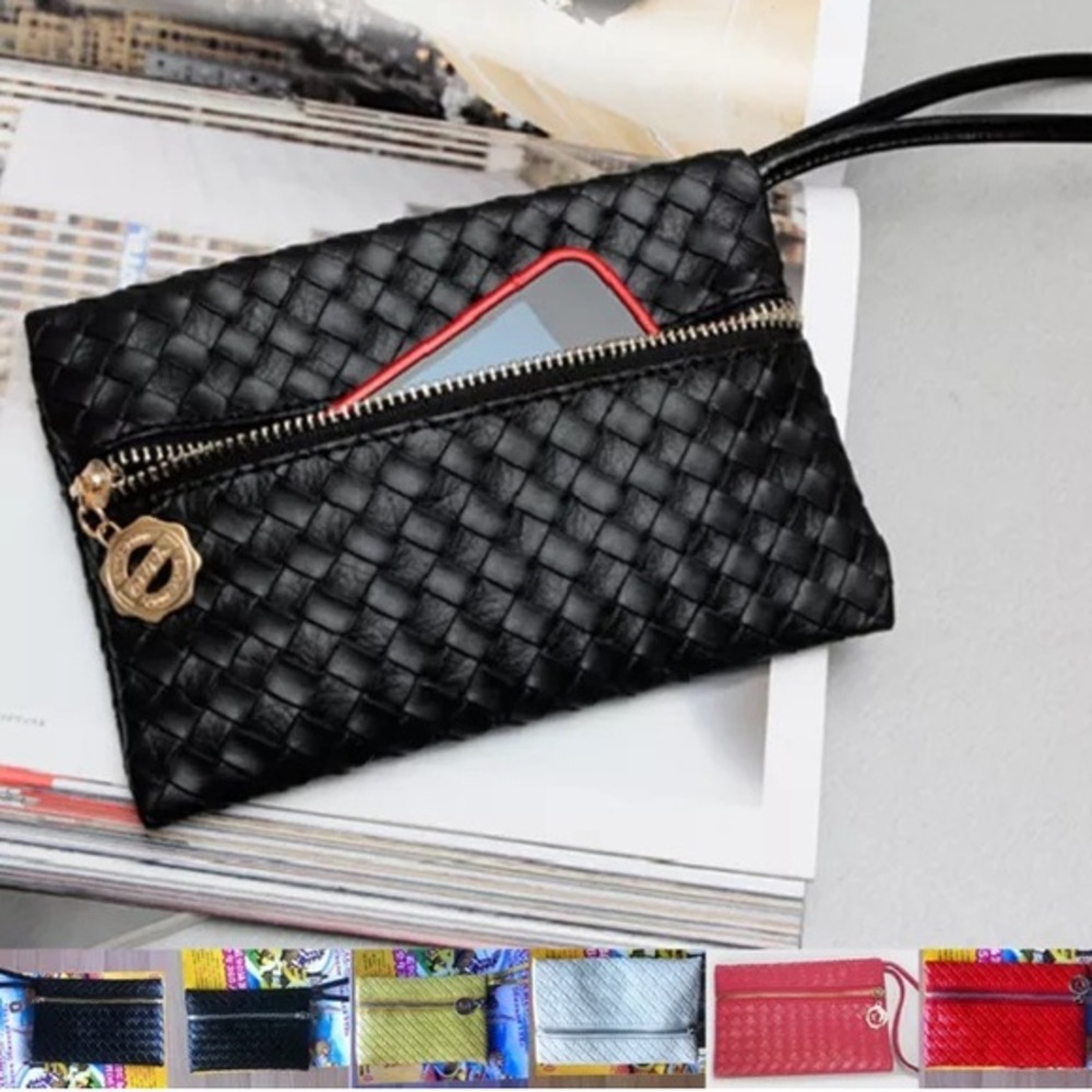 Brand new wristlet/wallet solid black with gold